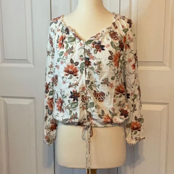 American Rag Floral Top Peasant Boho Small - Picture 1 of 5